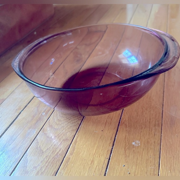 Vintage PYREX #024 CRANBERRY Glass 2 Quart Casserole Bowl Dish, USA Made, No Lid - Picture 1 of 7